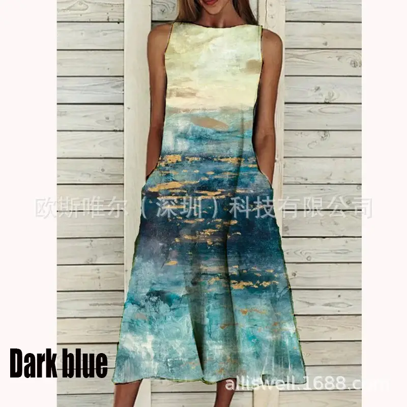 Women's Floral Print Sleeveless Dress White Summer - Image 15