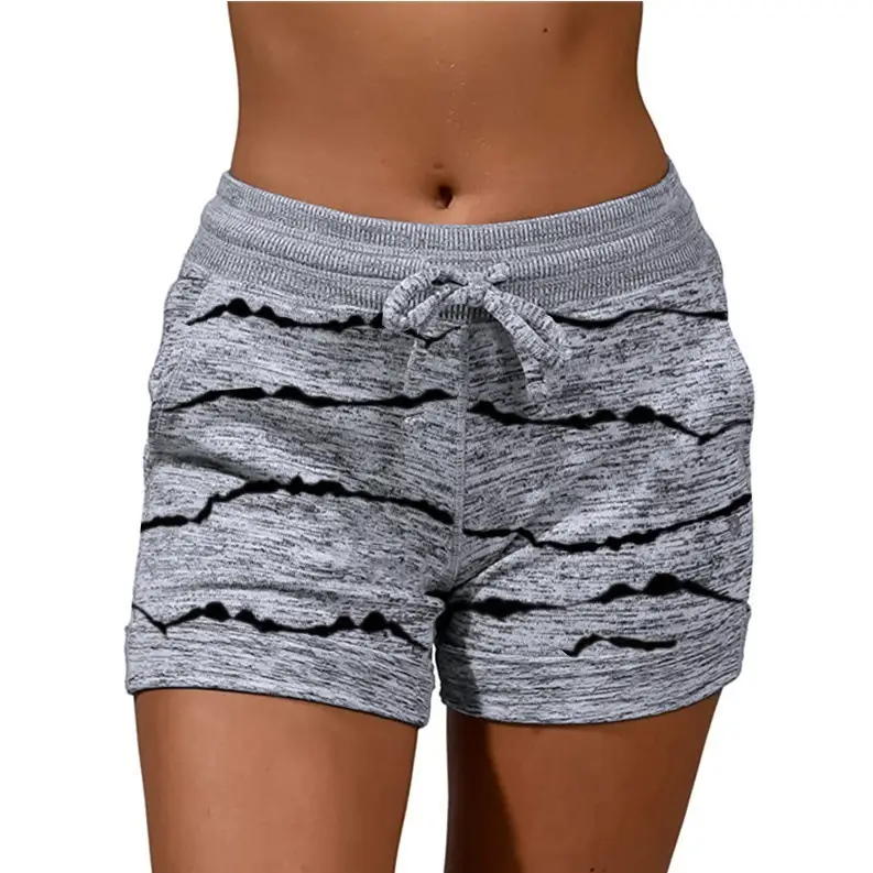 Women's 2025 Export Yoga Shorts Blue Marned Drawstring Waist - Image 16