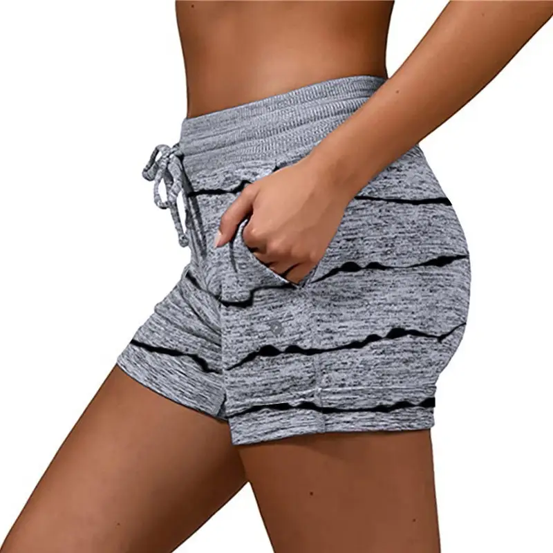 Women's 2025 Export Yoga Shorts Blue Marned Drawstring Waist - Image 17
