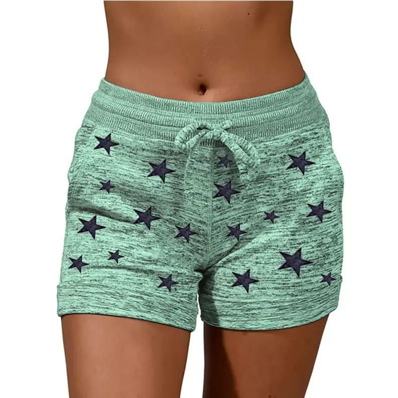 Women's 2025 Export Yoga Shorts Blue Marned Drawstring Waist - Image 8