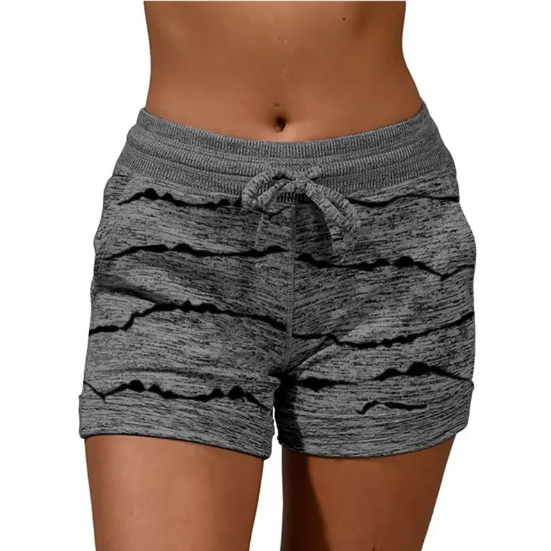 Women's 2025 Export Yoga Shorts Blue Marned Drawstring Waist - Image 3