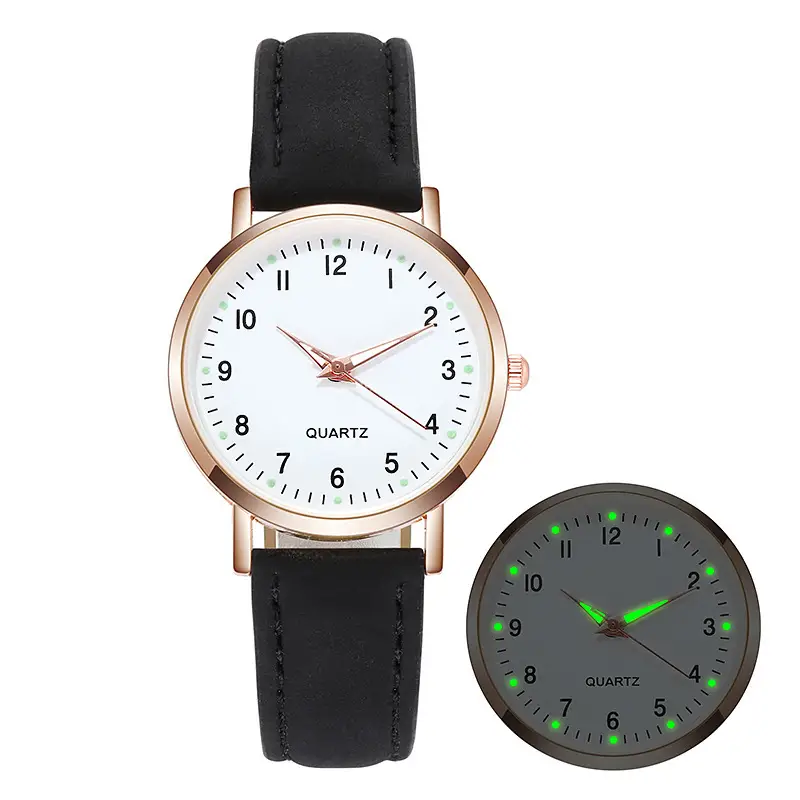 Luminous Watch for Women, Digital Retro Frosted Leather, Fresh and Casual Quartz Watch, Luminous Retro Style