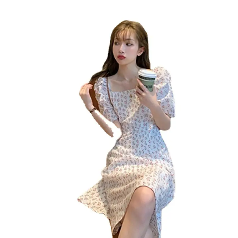 Women's Floral Crossbody Dress Square Neck Slimming Mid Length - Image 6