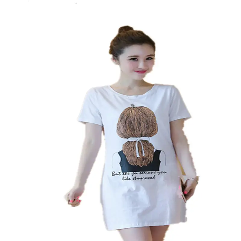 Women Black Printed T-Shirt Mid Length Short Sleeve 2025 - Image 7