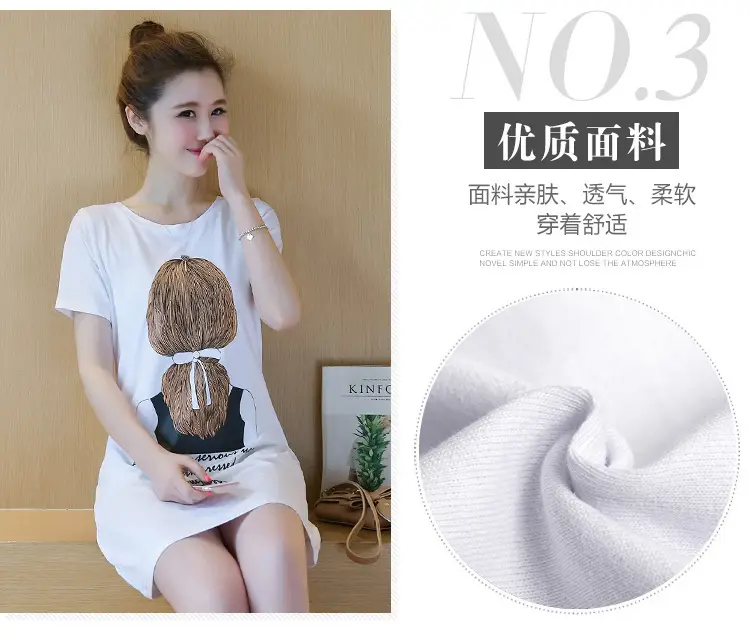 Women Black Printed T-Shirt Mid Length Short Sleeve 2025 — feature 4