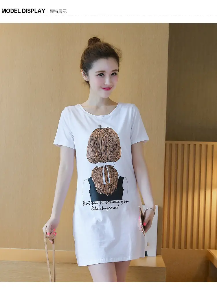 Women Black Printed T-Shirt Mid Length Short Sleeve 2025 — feature 7