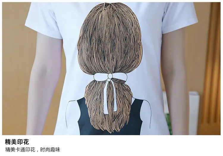 Women Black Printed T-Shirt Mid Length Short Sleeve 2025 — feature 8