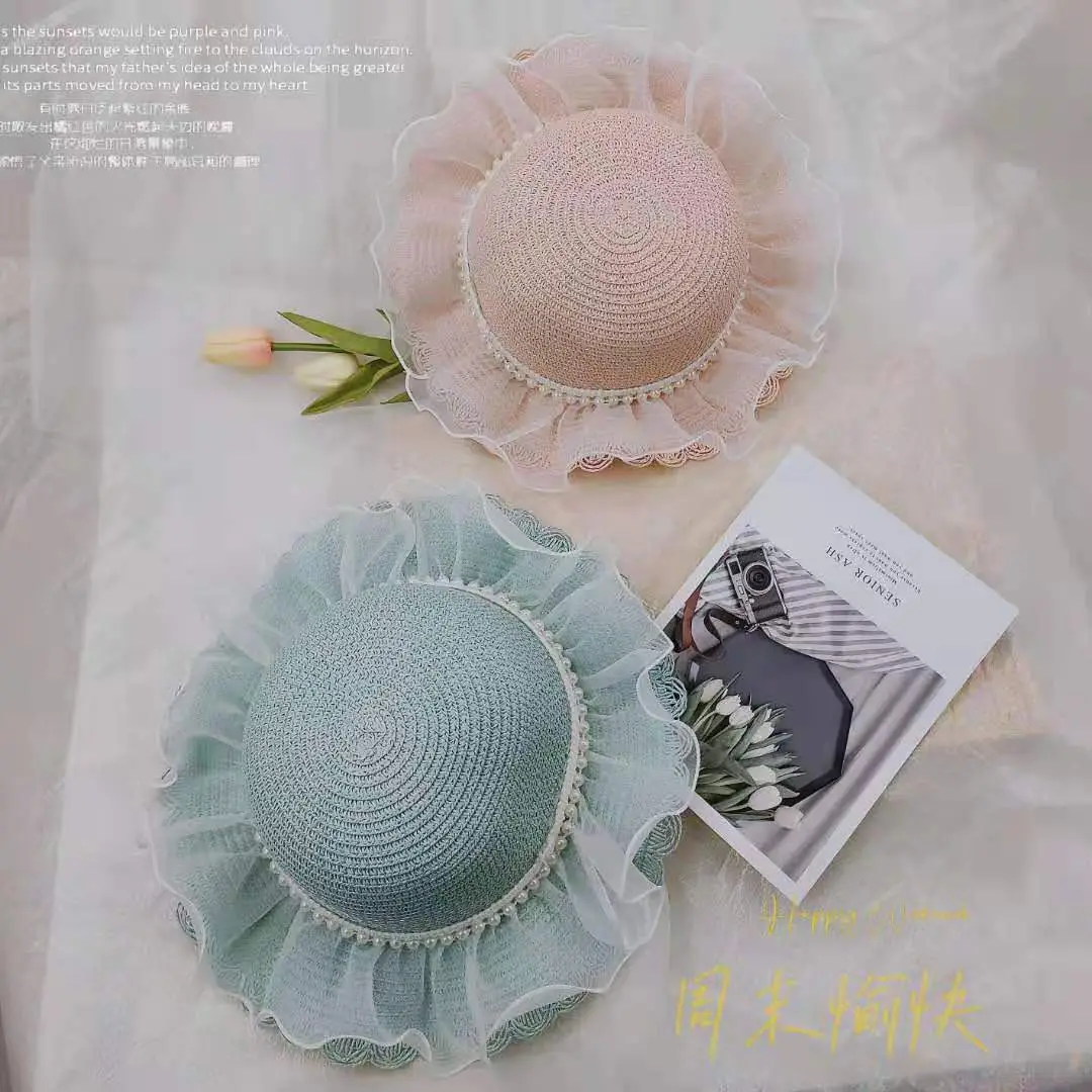 Girls Straw Hat Sun Hat Princess Bag Beach Hat - Image 13