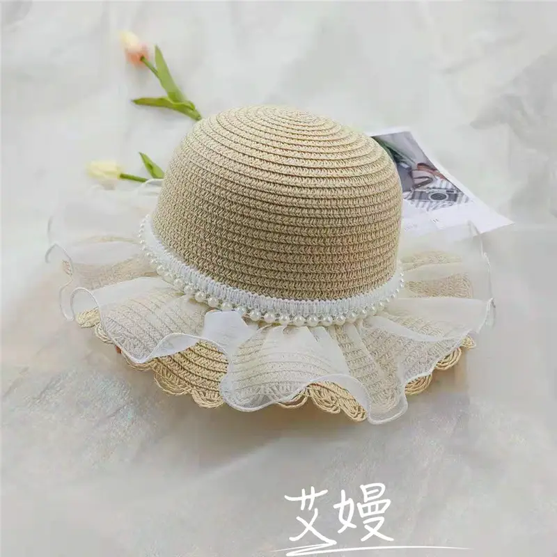 Girls Straw Hat Sun Hat Princess Bag Beach Hat - Image 2