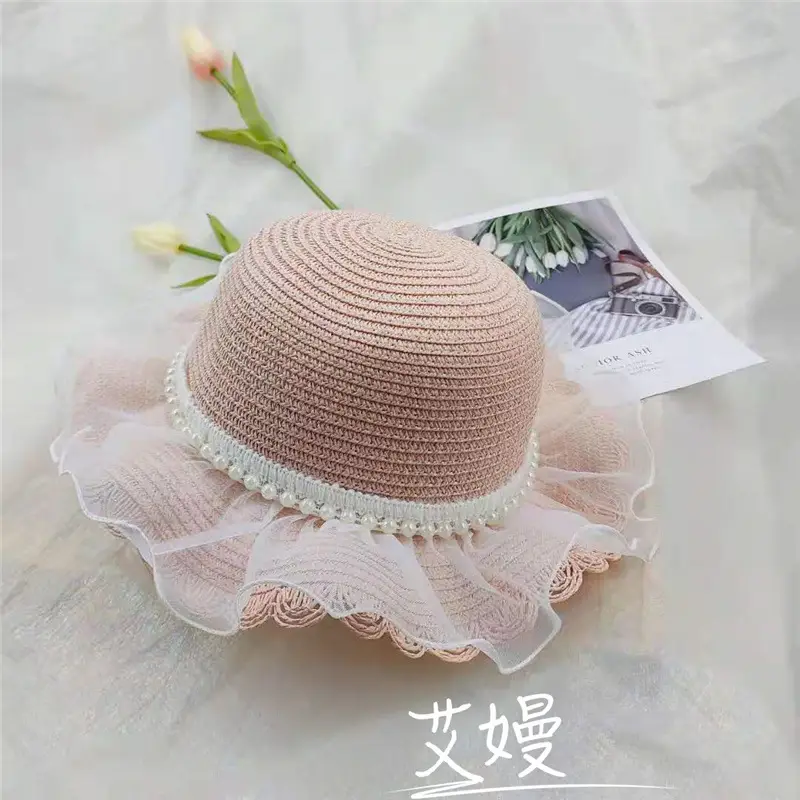 Girls Straw Hat Sun Hat Princess Bag Beach Hat - Image 3