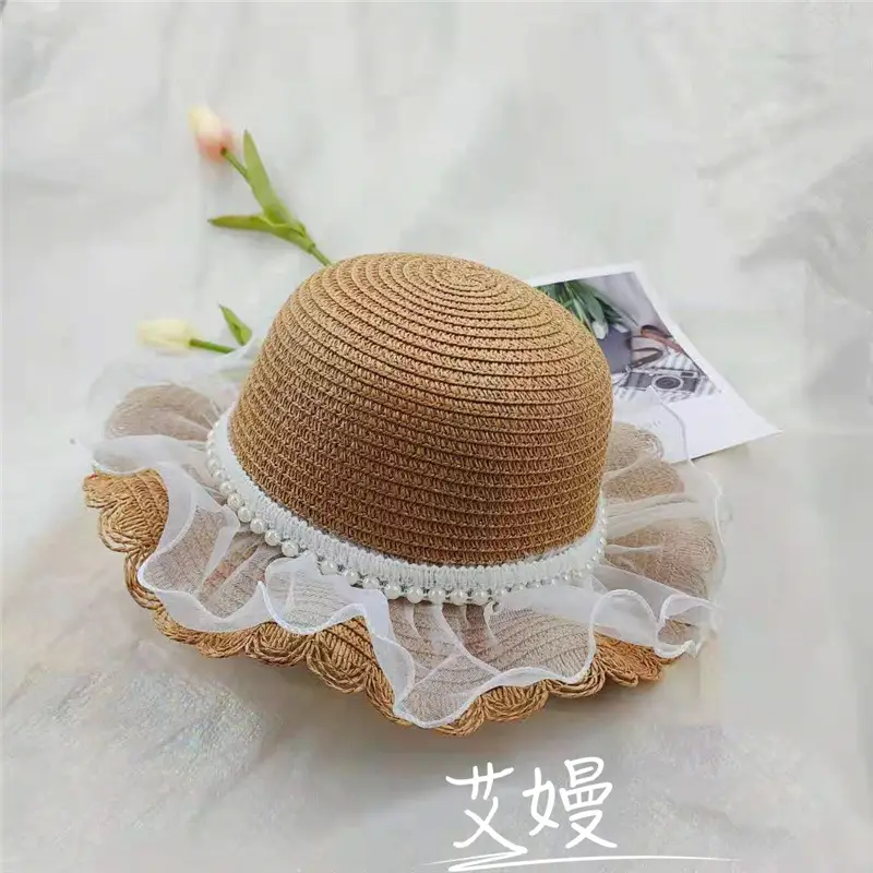 Girls Straw Hat Sun Hat Princess Bag Beach Hat - Image 4