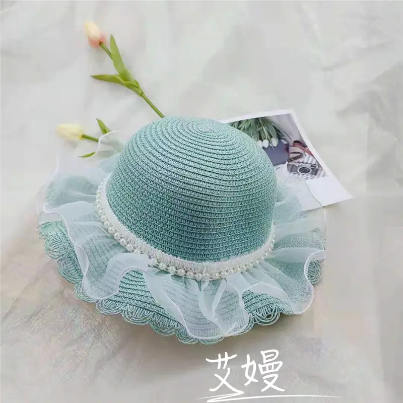 Girls Straw Hat Sun Hat Princess Bag Beach Hat - Image 5
