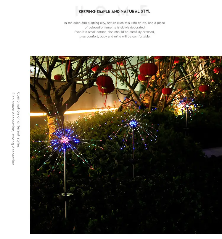 Solar Powered Outdoor Fireworks Lights Ip65 Waterproof — feature 12