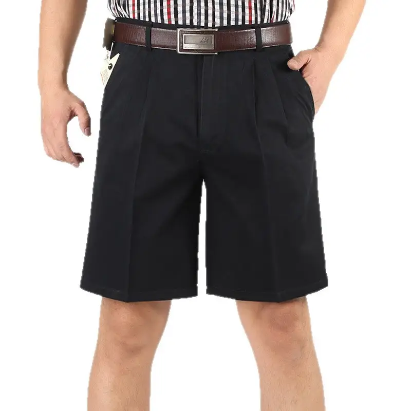 Black Cotton High Waist Summer Shorts for Men