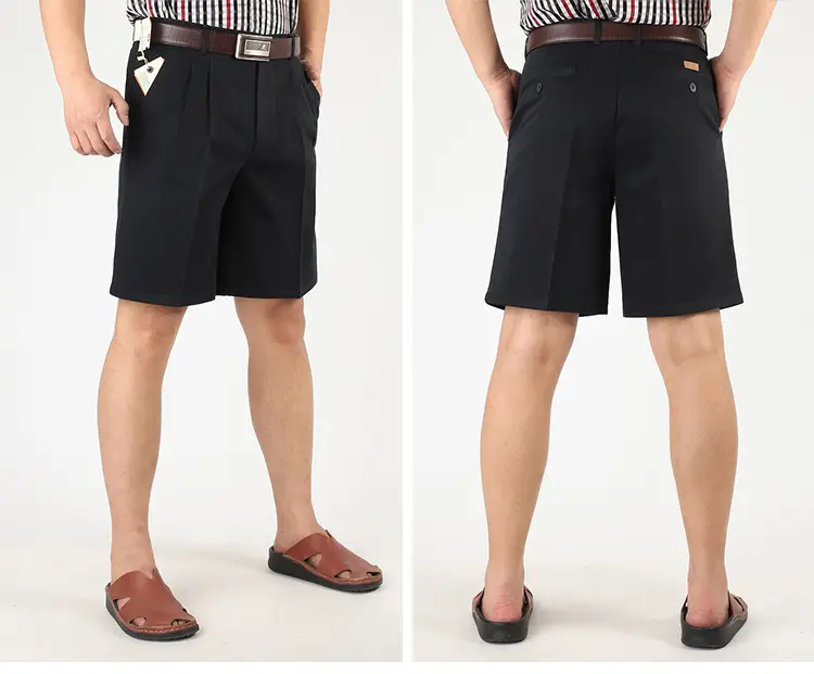 Black Cotton High Waist Summer Shorts for Men — feature 17