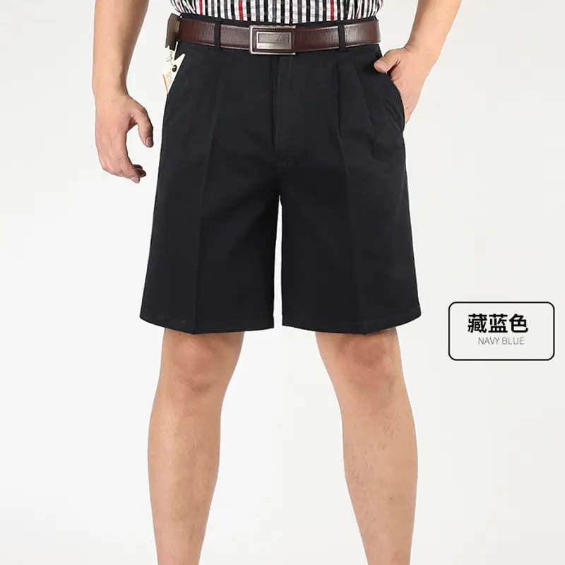 Black Cotton High Waist Summer Shorts for Men