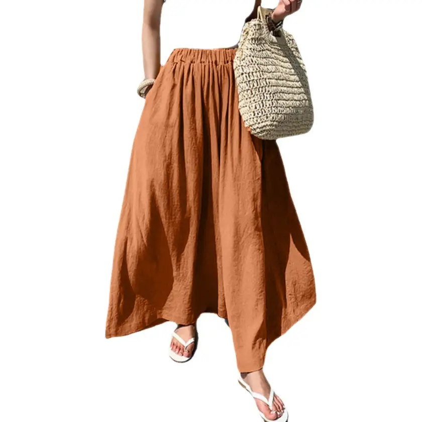 Wide Leg Pants for Women 2025 Cotton Yellow - Image 19
