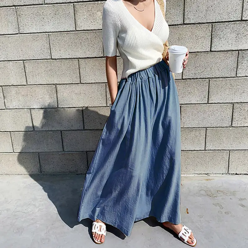 Wide Leg Pants for Women 2025 Cotton Yellow - Image 10
