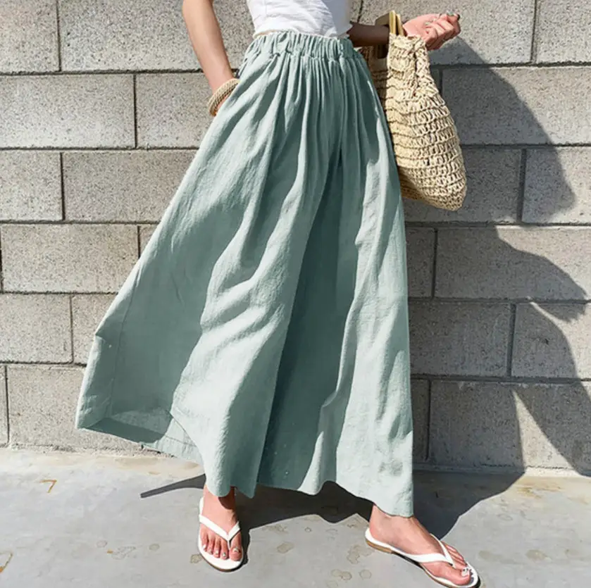 Wide Leg Pants for Women 2025 Cotton Yellow - Image 13
