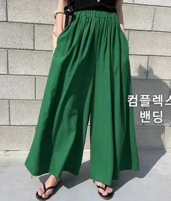 Wide Leg Pants for Women 2025 Cotton Yellow - Image 9