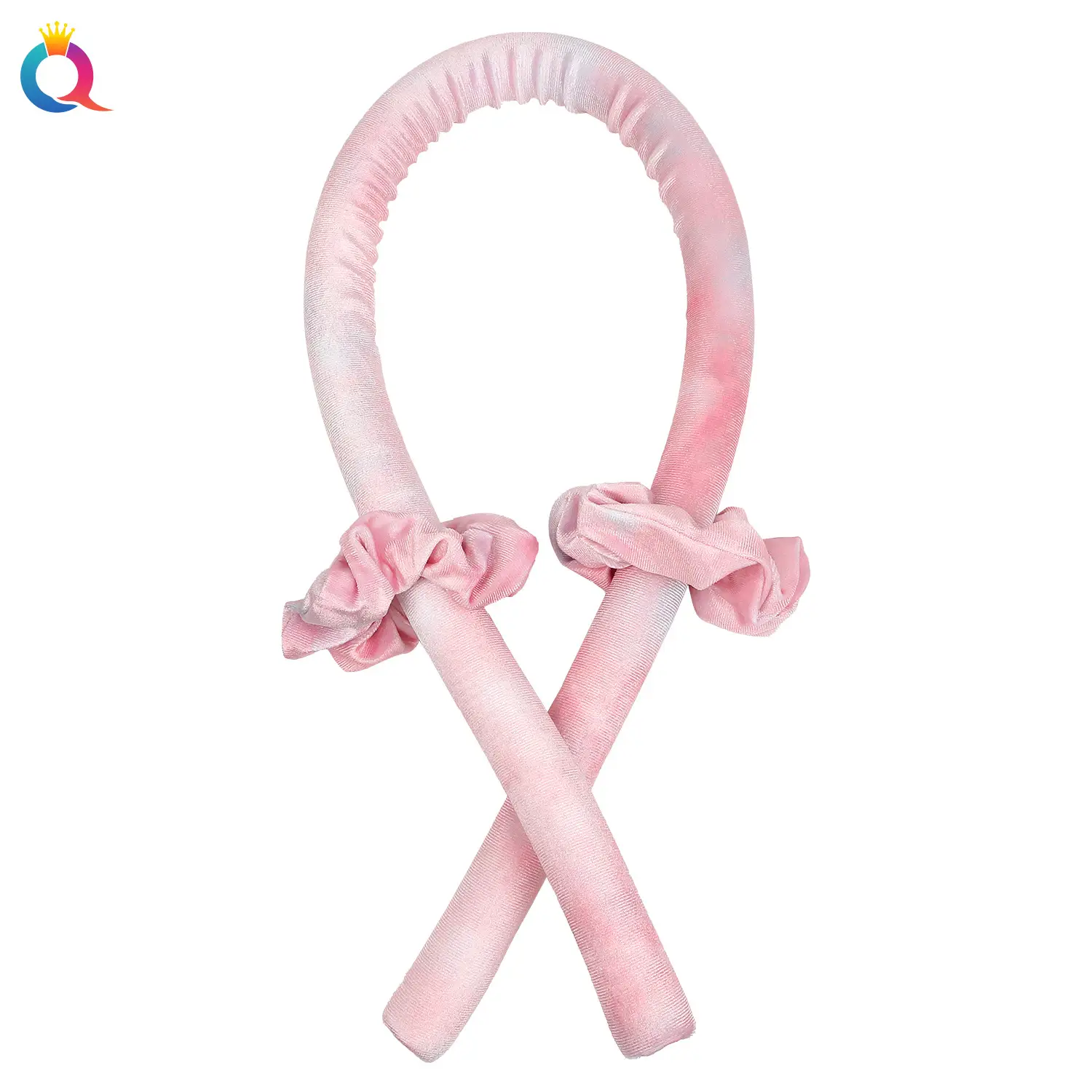 Tie-dyed peach powder (curling iron 2 hair loops)