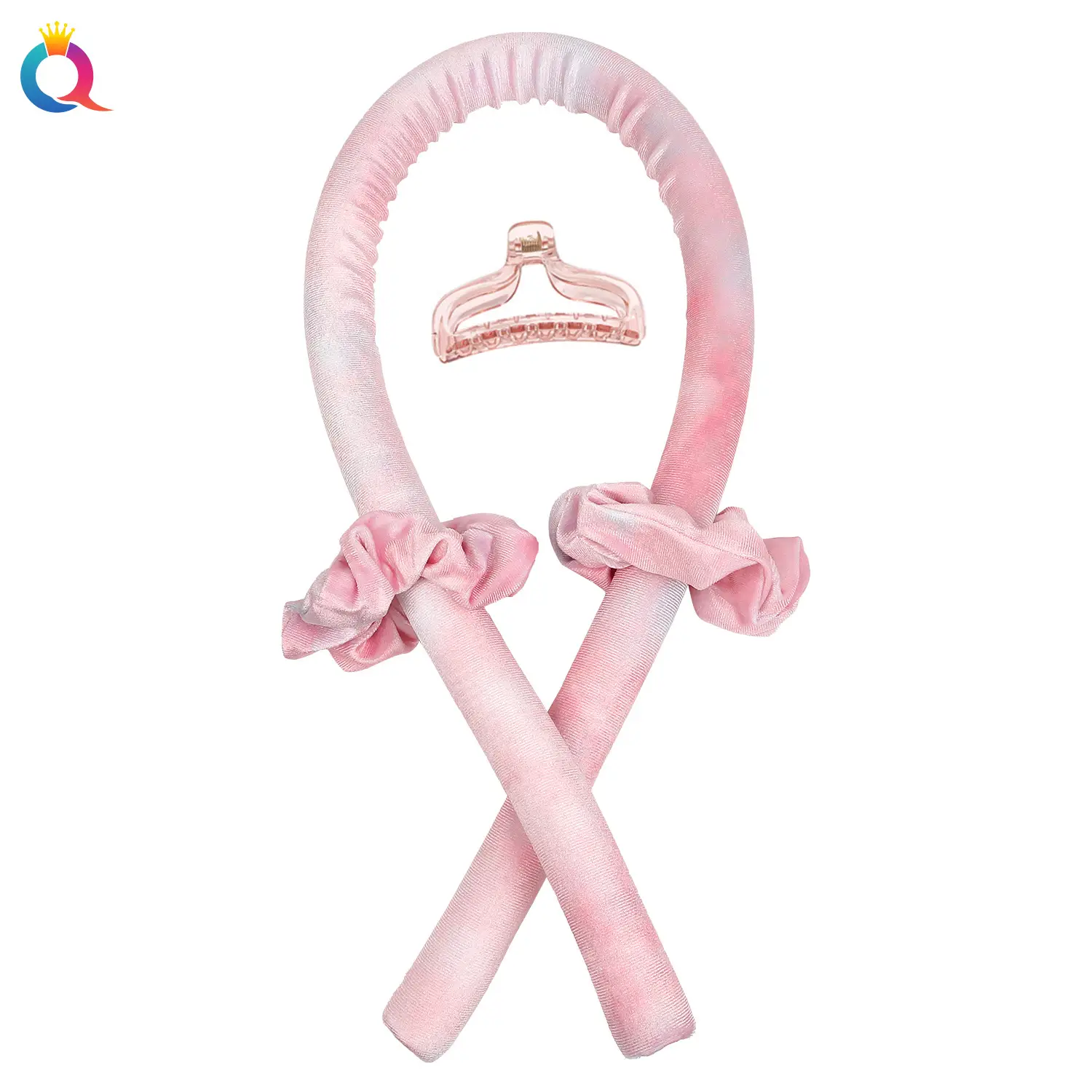 Tie-dyed peach powder (curling iron 2 hair rings 1 hair clip)