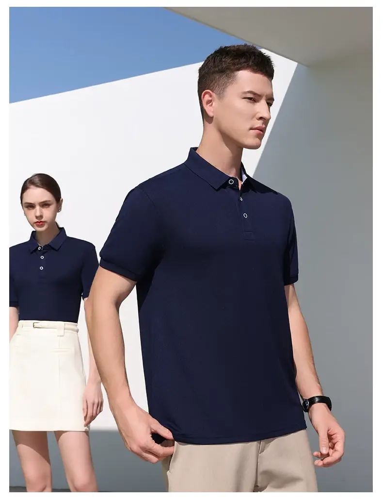 Men White Polo Shirt with Embroidered Collar — feature 23