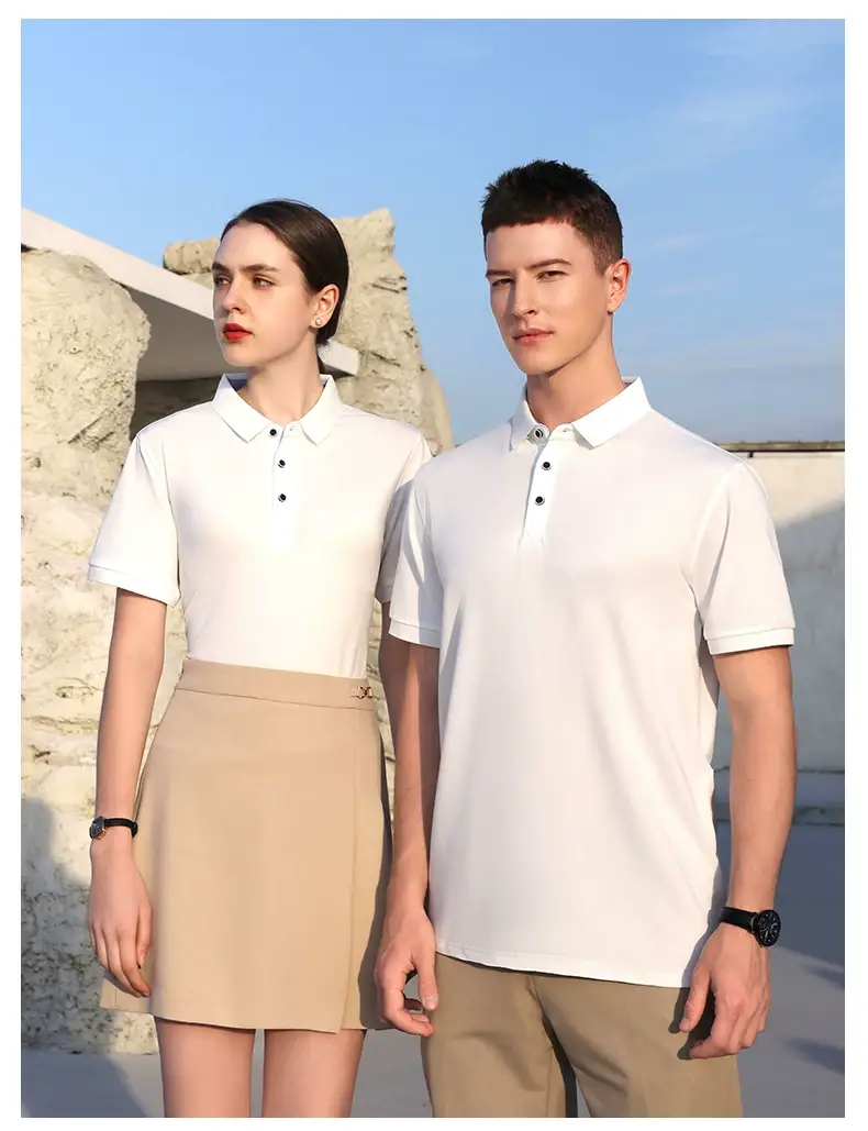 Men White Polo Shirt with Embroidered Collar — feature 25