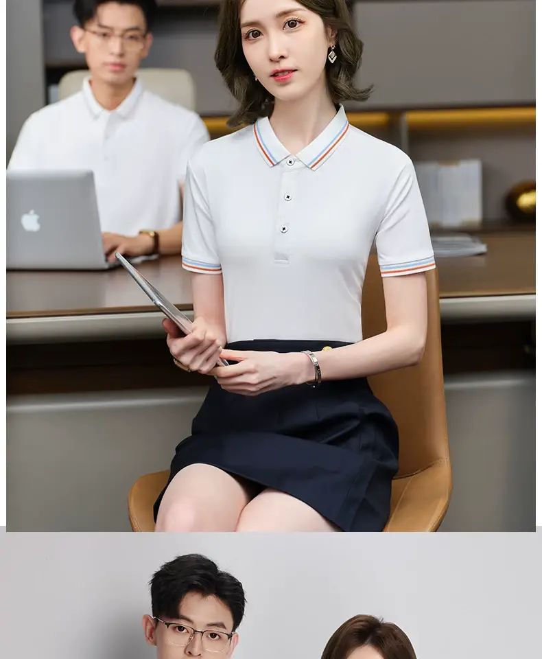 Men White Polo Shirt with Embroidered Collar — feature 44