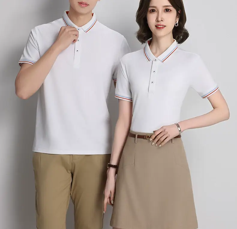 Men White Polo Shirt with Embroidered Collar — feature 45