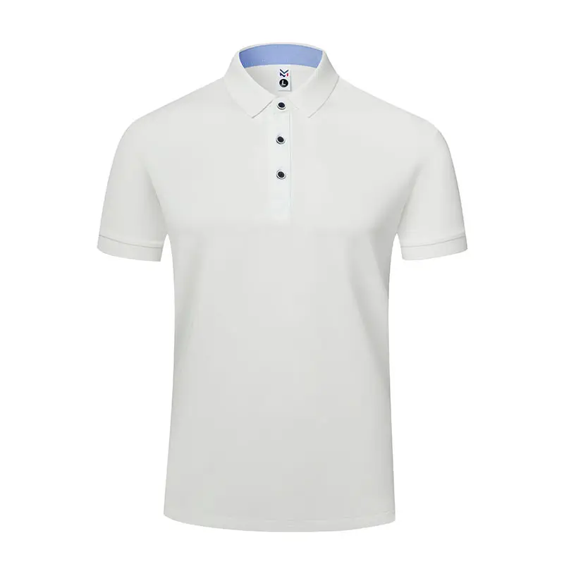 Men White Polo Shirt with Embroidered Collar - Image 13