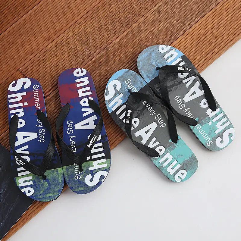 Men's Printed Flip Flops Summer Casual Black
