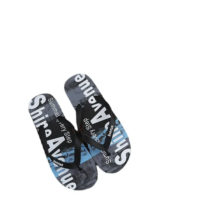 Men's Printed Flip Flops Summer Casual Black