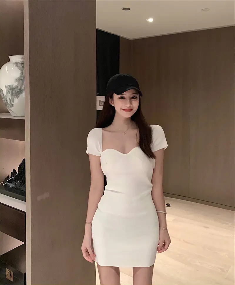 Black Knit Goddess Style Dress 5516 — feature 10