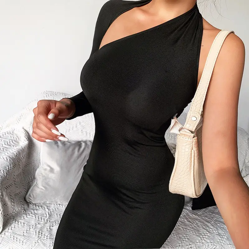 Black Slim Fit Women's Dress 2025 Cross Border - Image 5
