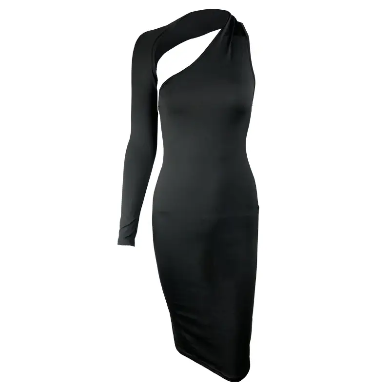 Black Slim Fit Women's Dress 2025 Cross Border - Image 8
