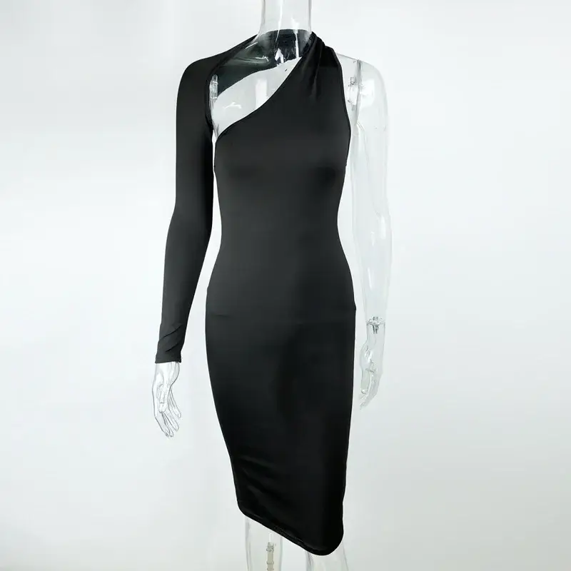 Black Slim Fit Women's Dress 2025 Cross Border - Image 2