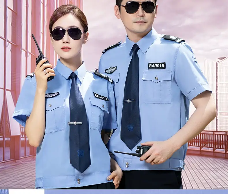Men Blue Short Sleeve Security Uniform Shirt 2011 — feature 4