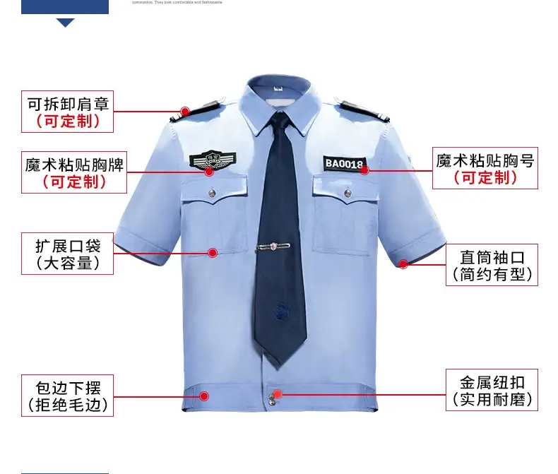 Men Blue Short Sleeve Security Uniform Shirt 2011 — feature 9