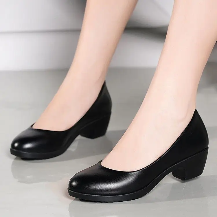 Black Square Heel Women's Formal Shoes - Image 4