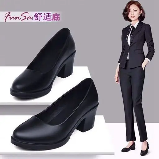 Black Square Heel Women's Formal Shoes — feature 1