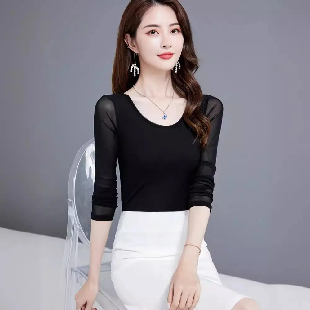 Black Korean Style Women's Top Sleeve T-Shirt 2021 - Image 97