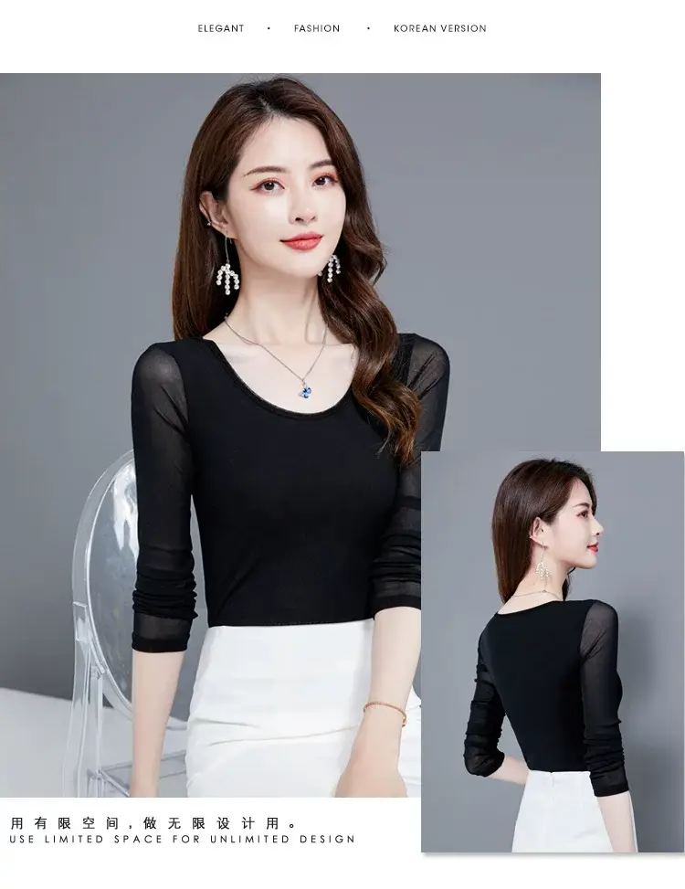 Black Korean Style Women's Top Sleeve T-Shirt 2021 — feature 12
