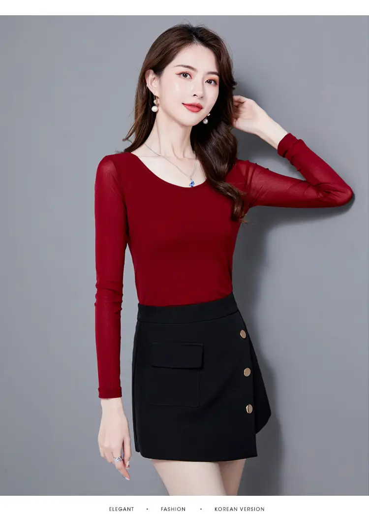 1265 long sleeve wine red
