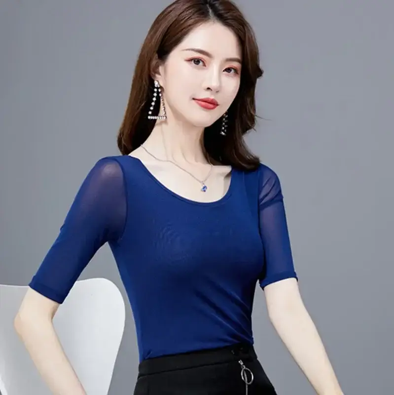 Black Korean Style Women's Top Sleeve T-Shirt 2021 - Image 35