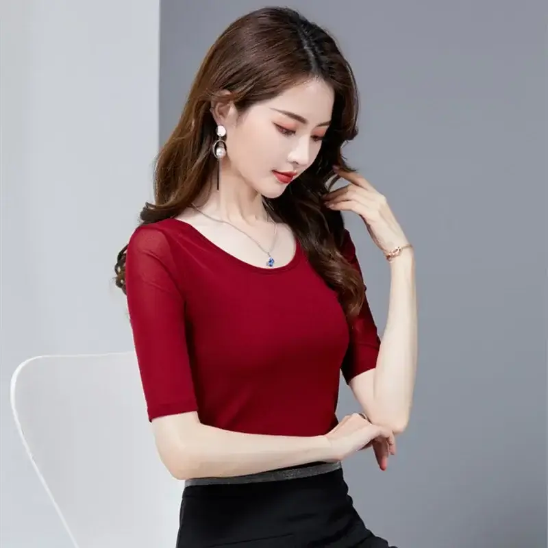 Black Korean Style Women's Top Sleeve T-Shirt 2021 - Image 43