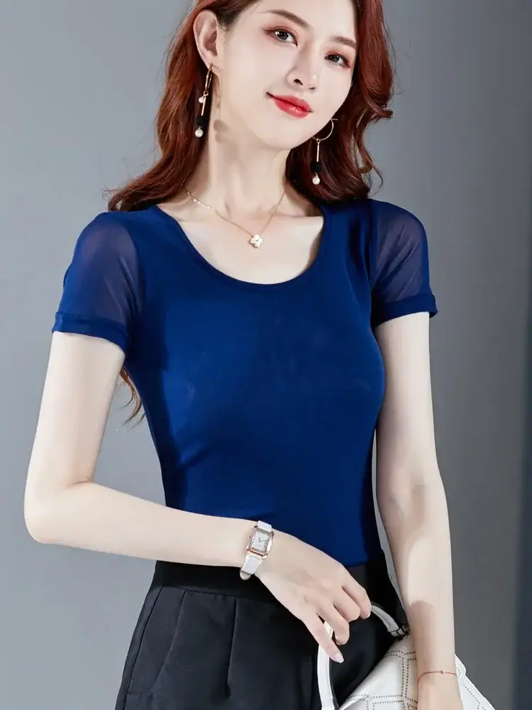 Black Korean Style Women's Top Sleeve T-Shirt 2021 - Image 67