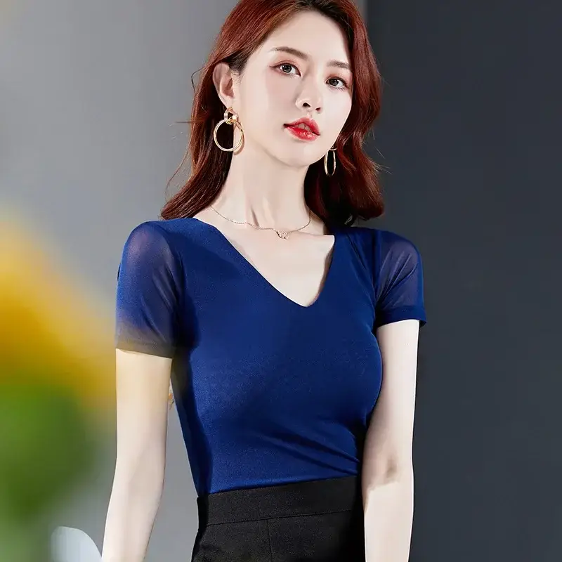 Black Korean Style Women's Top Sleeve T-Shirt 2021 - Image 77