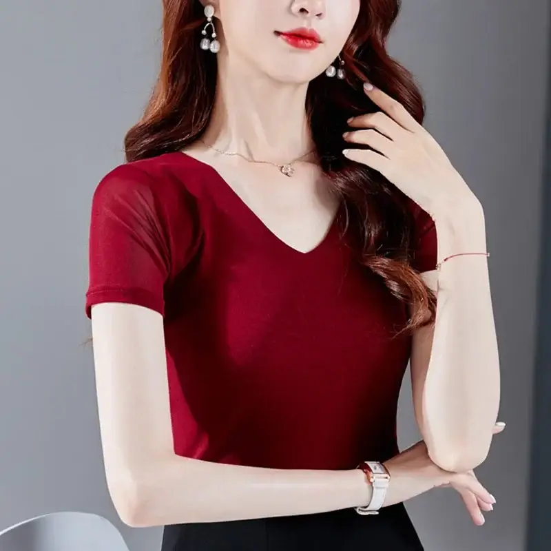 Black Korean Style Women's Top Sleeve T-Shirt 2021 - Image 85