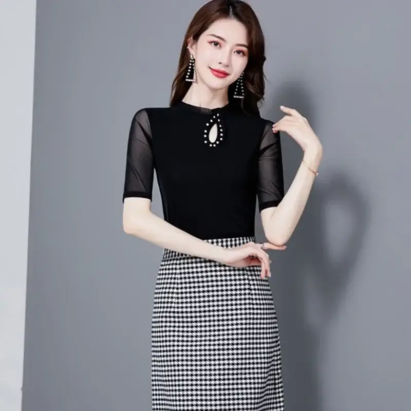 Black Korean Style Women's Top Sleeve T-Shirt 2021 - Image 94